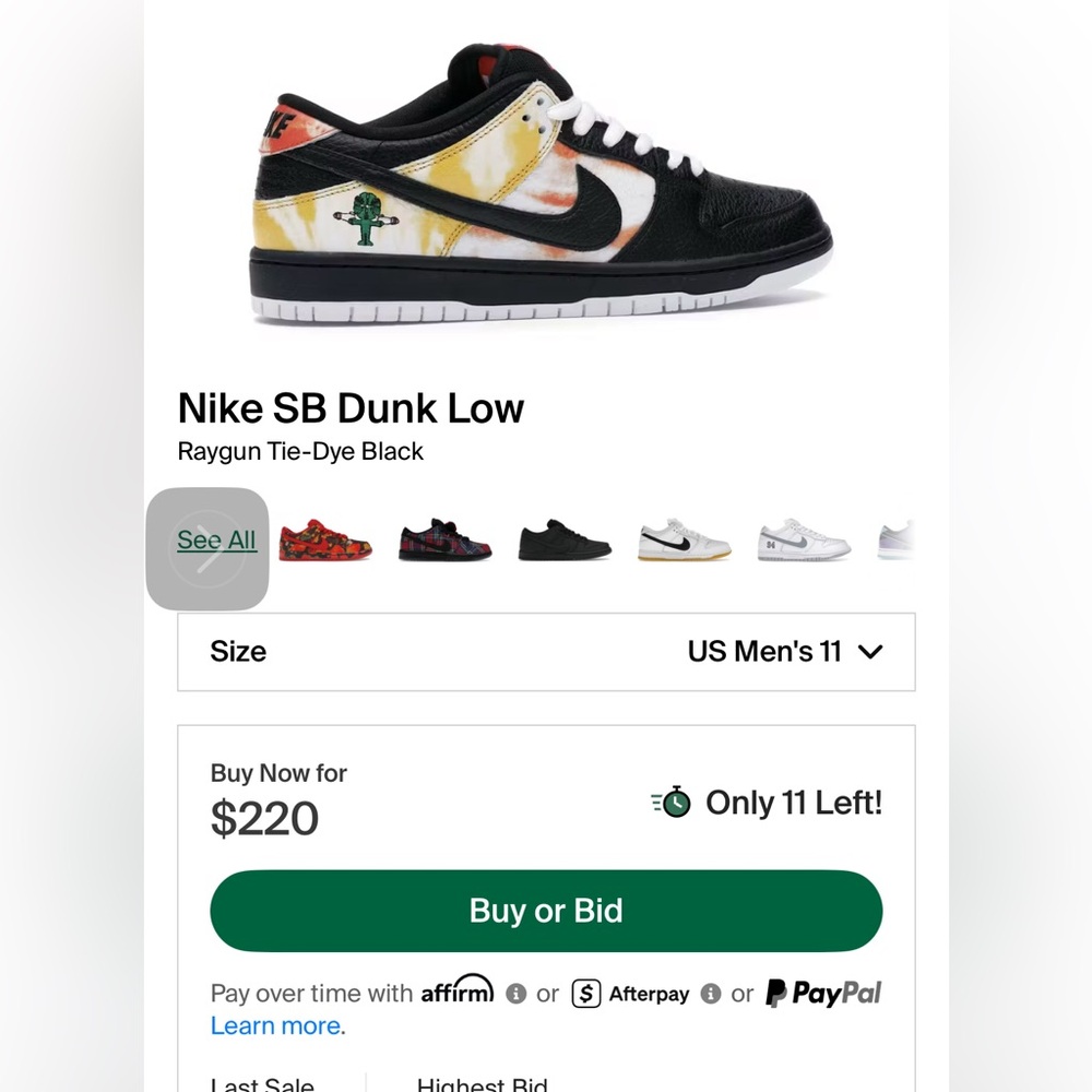 NIKE SB DUNK LOW | Raygun Tie-Dye Black | Size 11M - Picture 9 of 9